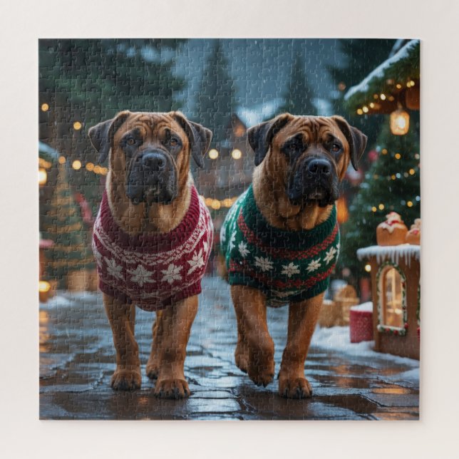 Tibetan Mastiff Dogs Christmas Snow Holiday (Vertikal)