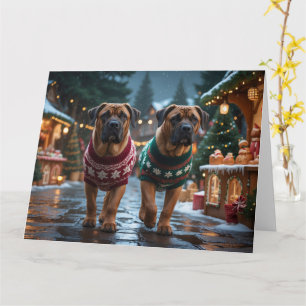 Tibetan Mastiff Dogs Weihnachtsschneeurlaub Karte
