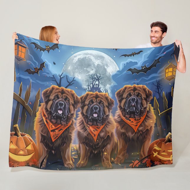 Tibetan Mastiff Halloween Spooky Fleecedecke (Beispiel)