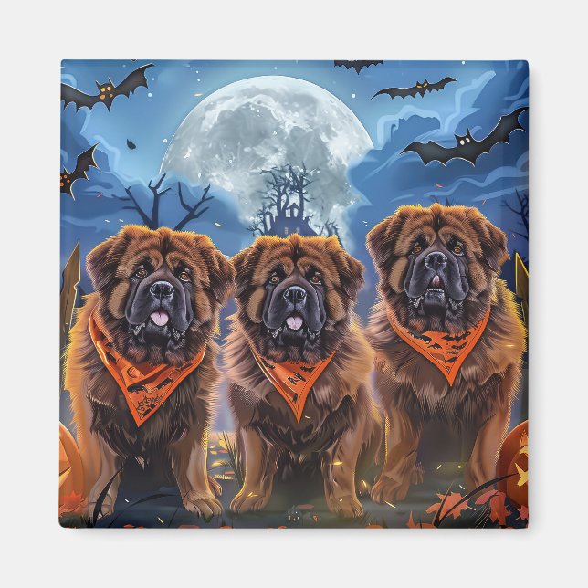 Tibetan Mastiff Halloween Spooky Magnet (Vorne)