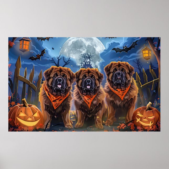 Tibetan Mastiff Halloween Spooky Poster (Vorne)