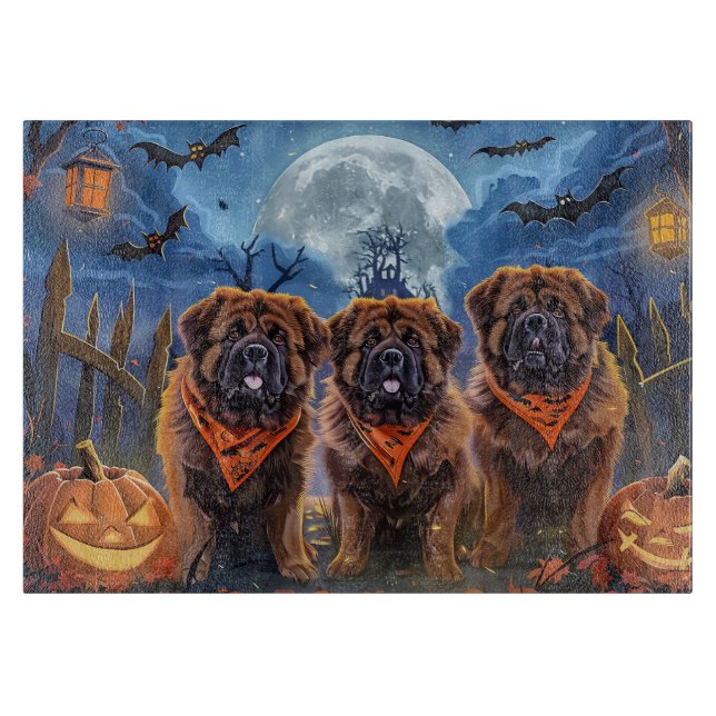 Tibetan Mastiff Halloween Spooky Schneidebrett (Vorderseite)