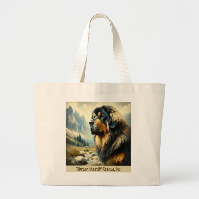 TIBETAN MASTIFF HEAD MIT BERGEN TOTE BAG JUMBO STOFFBEUTEL (Vorne)