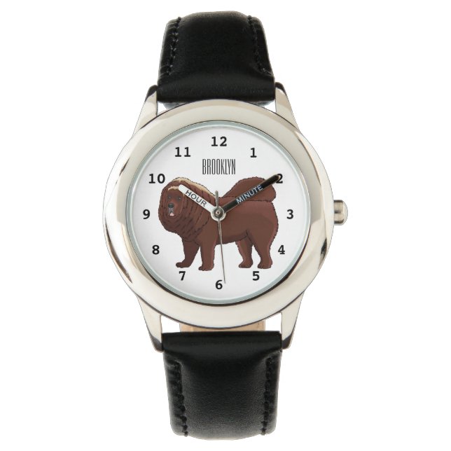 Tibetan Mastiff Hunde Cartoon Illustration Armbanduhr (Vorderseite)