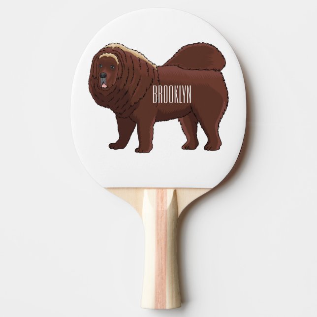 Tibetan Mastiff Hunde Cartoon Illustration Tischtennis Schläger (Vorderseite)