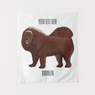 Tibetan Mastiff Hunde Cartoon Illustration Wandteppich