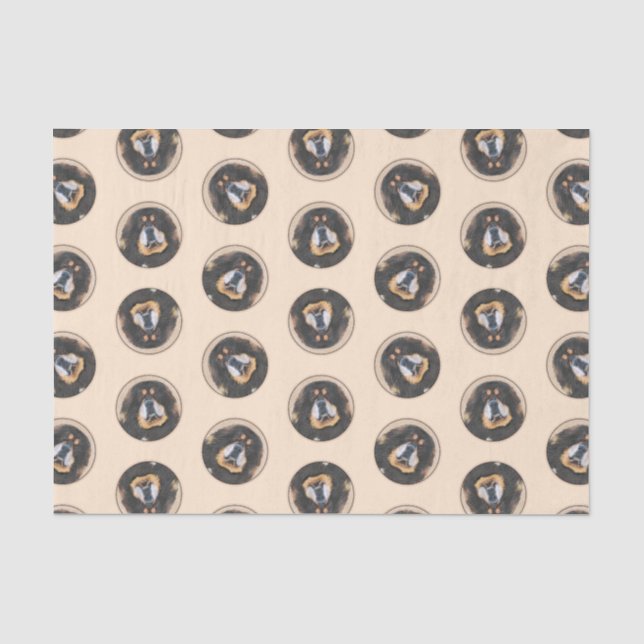 Tibetan Mastiff Malen Schwarz und Tan Pet Dog Art Seidenpapier (Vorderseite)