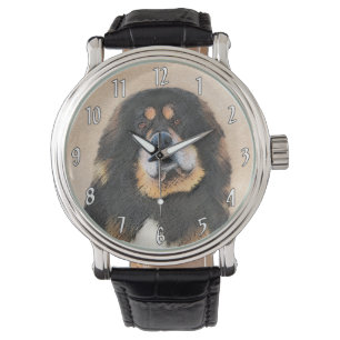 Tibetan Mastiff Malerei - Niedliche Original Dog A Armbanduhr
