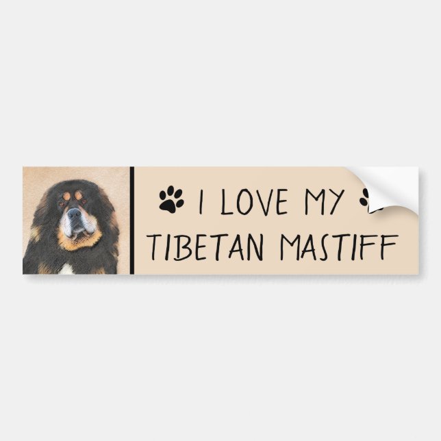 Tibetan Mastiff Malerei - Niedliche Original Dog A Autoaufkleber (Vorne)