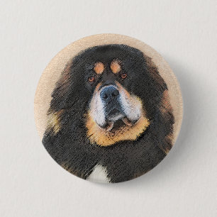 Tibetan Mastiff Malerei - Niedliche Original Dog A Button