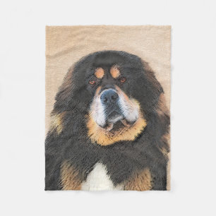 Tibetan Mastiff Malerei - Niedliche Original Dog A Fleecedecke