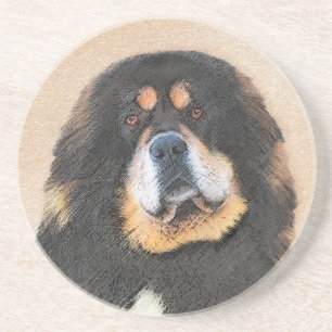 Tibetan Mastiff Malerei - Niedliche Original Dog A Getränkeuntersetzer