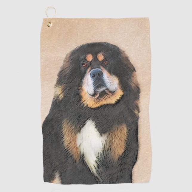 Tibetan Mastiff Malerei - Niedliche Original Dog A Golfhandtuch (Vorderseite)