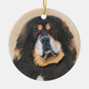 Tibetan Mastiff Malerei - Niedliche Original Dog A Keramik Ornament