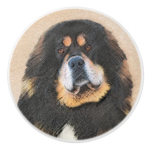 Tibetan Mastiff Malerei - Niedliche Original Dog A Keramikknauf