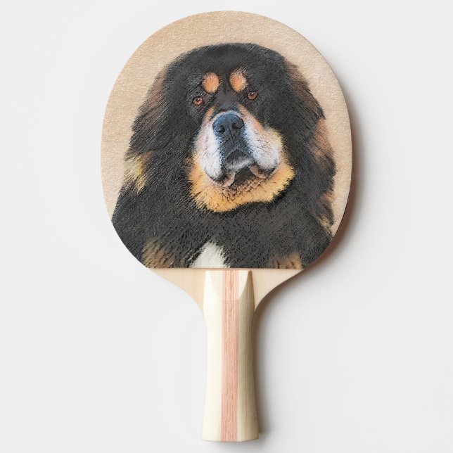 Tibetan Mastiff Malerei - Niedliche Original Dog A Tischtennis Schläger (Vorderseite)