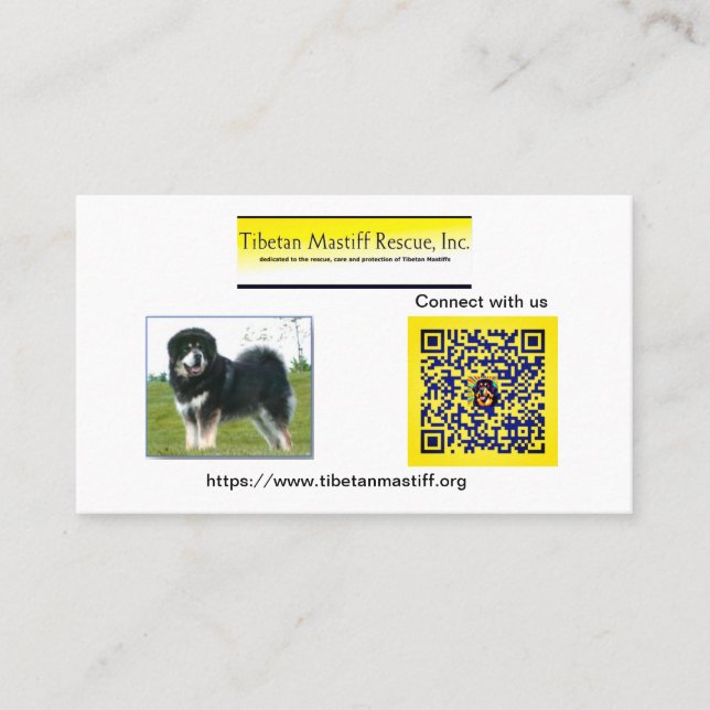 Tibetan Mastiff Rescue, Inc. Informationen Visitenkarte (Vorderseite)