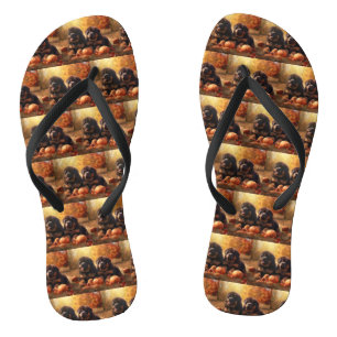Tibetan-Mastiff-Welpe Herbstfreude Kürbis Flip Flops