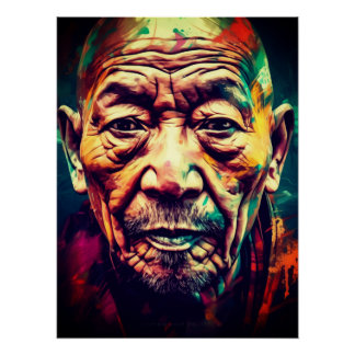 Tibetan Monk in colors Poster