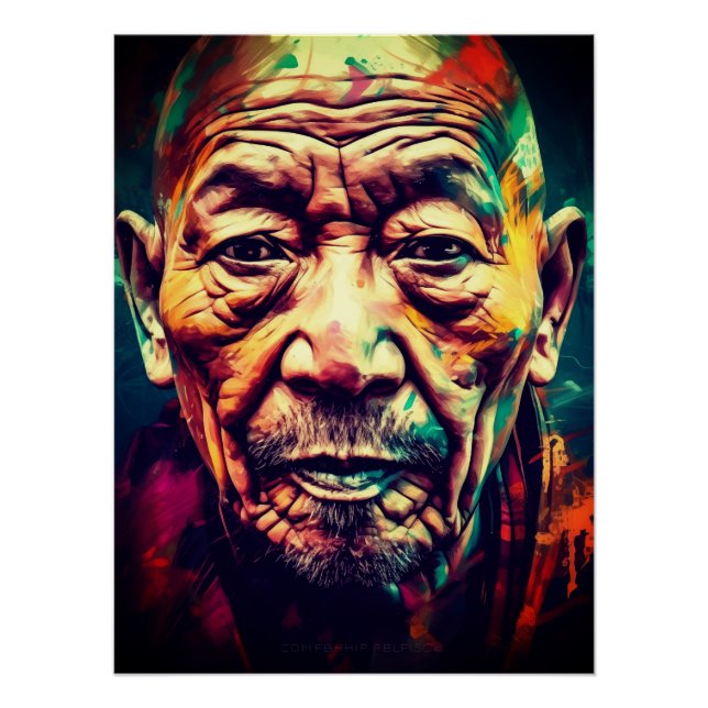 Tibetan Monk in colors Poster (Vorderseite)