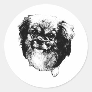 Tibetan Spaniel Aufkleber – Ruhiges Tintenporträt