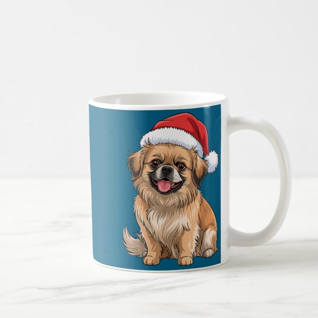 Tibetan Spaniel Dog Christmas Santa Hat Pet Dog Lo Kaffeetasse (Rechts)