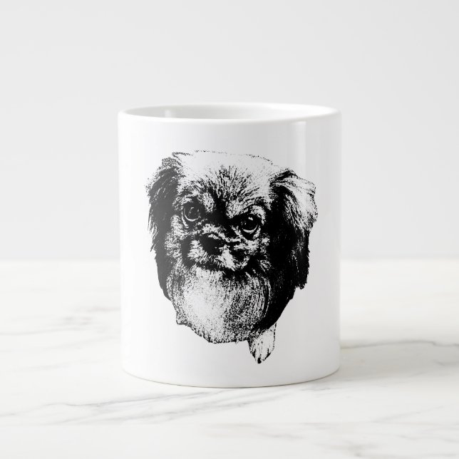Tibetan Spaniel Dog Mug – Ink Style Portrait Jumbo-Tasse (Vorderseite)