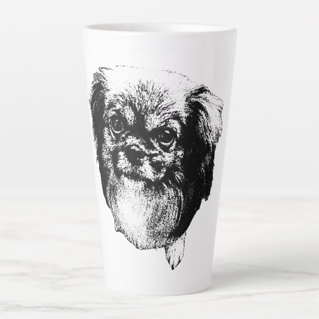Tibetan Spaniel Dog Mug – Ink Style Portrait Milchtasse (Vorderseite)