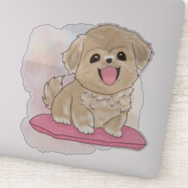 Tibetan Spaniel dog watercolor Aufkleber