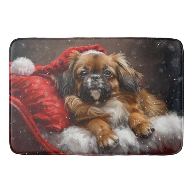 Tibetan Spaniel Dog Weihnachtsfest Badematte (Vorderseite)