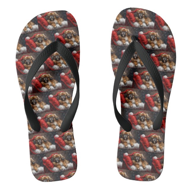 Tibetan Spaniel Dog Weihnachtsfest Flip Flops (Fußbett)