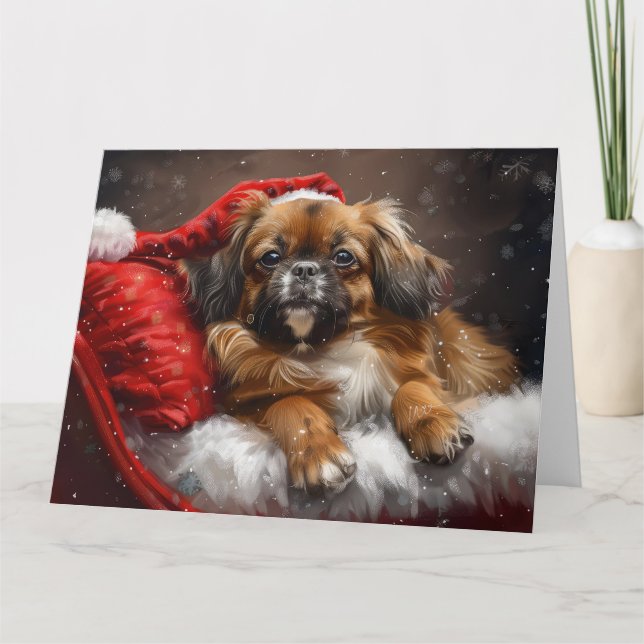 Tibetan Spaniel Dog Weihnachtsfest Karte (Vorderseite)
