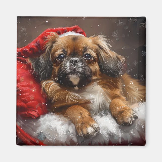 Tibetan Spaniel Dog Weihnachtsfest Magnet (Vorne)