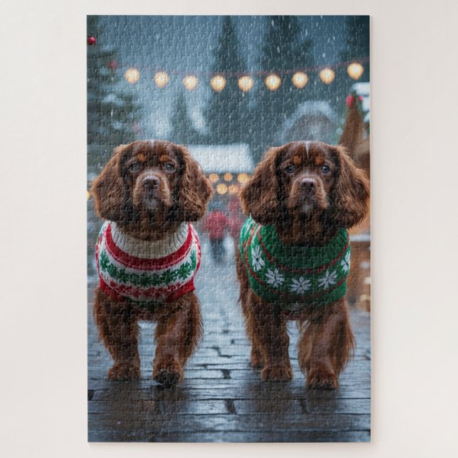 Tibetan Spaniel Dogs Christmas Snow Holiday (Vertikal)