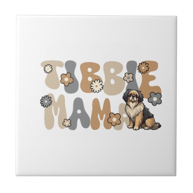 Tibetan Spaniel Groovy Tibbie Mama Fliese (Vorderseite)