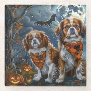 Tibetan Spaniel Halloween Gruselig  Glasuntersetzer