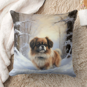 Tibetan Spaniel Lass es schneien Weihnachten Kissen