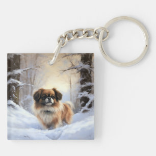 Tibetan Spaniel Qu'il neige Noël
