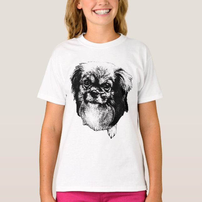 Tibetan Spaniel Tee – Calm Ink Dog Face (Vorderseite)