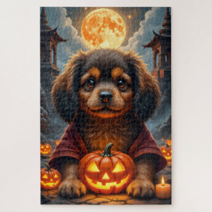 Tibetan Spaniel verlassener Tempel Halloween-Portr