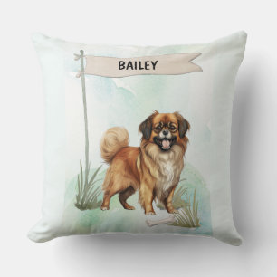 Tibetan Spaniel Wasserfarbe Personalisierter Hund Kissen