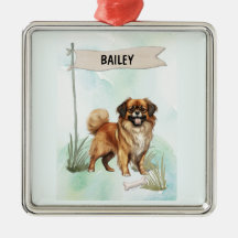 Tibetan Spaniel Wasserfarben personalisierter Hund
