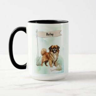 Tibetan Spaniel Wasserfarben personalisierter Hund Tasse
