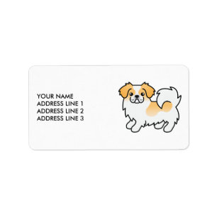 Tibetan Spaniel Welpe mit Rehfarben-Geflecktem Fel Adressaufkleber