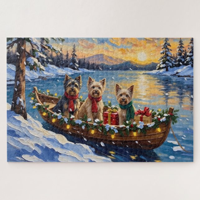 Tibetan Terrier Christmas Boat Holiday (Horizontal)