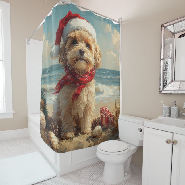 Tibetan Terrier Dog Christmas Vintag Beach Duschvorhang (Beispiel)