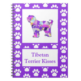 Tibetan Terrier Dog Niedliche Silhouette Paw Purpl Notizblock