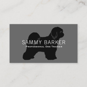 Tibetan Terrier Dog Silhouette Black on Grey Visitenkarte
