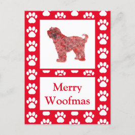 Tibetan Terrier Dog Silhouette Red Frohe Weihnacht Postkarte