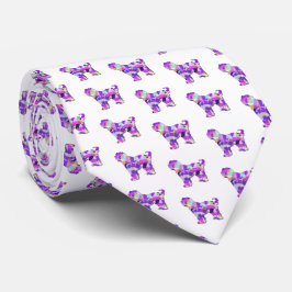 Tibetan Terrier Dog Silhouette White Nectie Krawatte
